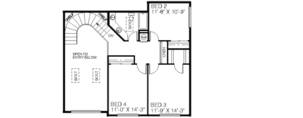 Tudor Floor Plan - Upper Floor Plan #60-208