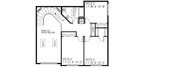 Home Plan - Tudor Floor Plan - Upper Floor Plan #60-208
