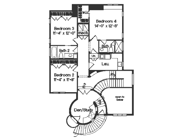 Mediterranean Floor Plan - Upper Floor Plan #135-151