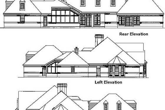 Exterior - Rear Elevation for European House Plan #410-119 - 4 bed, 3.5 bath