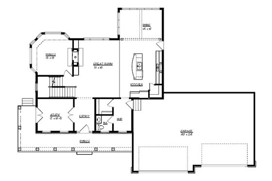 Floor Plan - Main Floor for Craftsman House Plan #320-495 - 4 bed, 2.5 bath