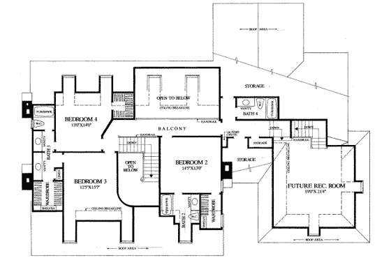 Floor Plan - Upper Floor for Farmhouse House Plan #137-161 - 4 bed, 4 bath