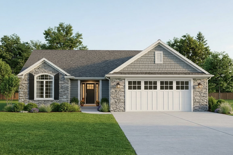 Home Plan - Exterior - Front Elevation 2 for Ranch House Plan #1064-176 - 4 bed, 3 bath