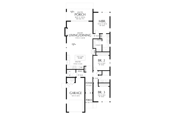 Floor Plan - Main Floor for Contemporary House Plan #48-1169 - 3 bed, 2 bath