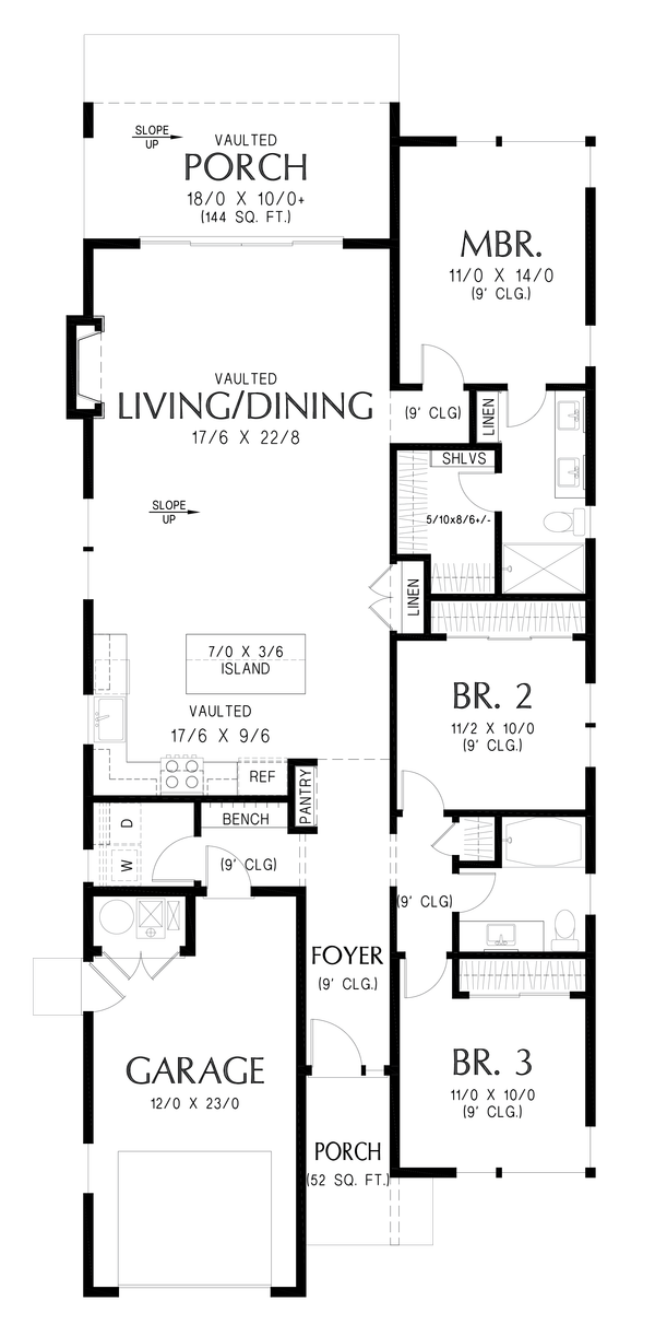 Contemporary Floor Plan - Main Floor Plan #48-1169