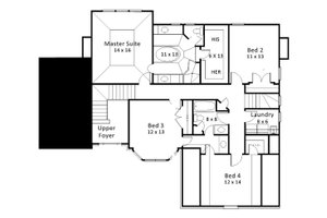 Floor Plan - Upper Floor for European House Plan #119-127 - 5 bed, 3.5 bath