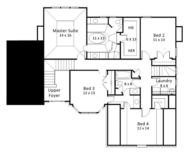 House Design - European Floor Plan - Upper Floor Plan #119-127