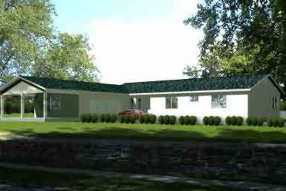 Exterior - Front Elevation for Ranch House Plan #1-1346 - 3 bed, 2 bath