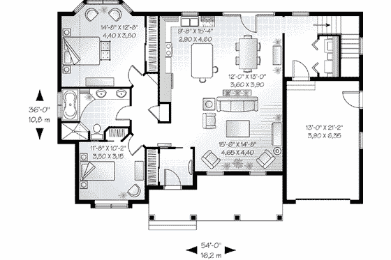Floor Plan - Main Floor for European House Plan #23-563 - 2 bed, 1 bath