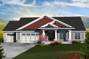Ranch Exterior - Front Elevation Plan #70-1124