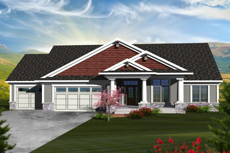 Architectural House Design - Ranch Exterior - Front Elevation Plan #70-1124