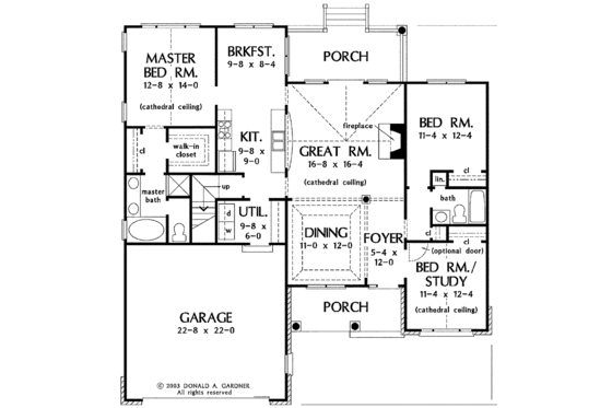 Floor Plan - Main Floor for Country House Plan #929-532 - 3 bed, 2 bath