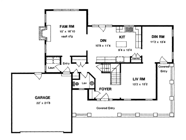 Architectural House Design - Country Floor Plan - Main Floor Plan #316-133