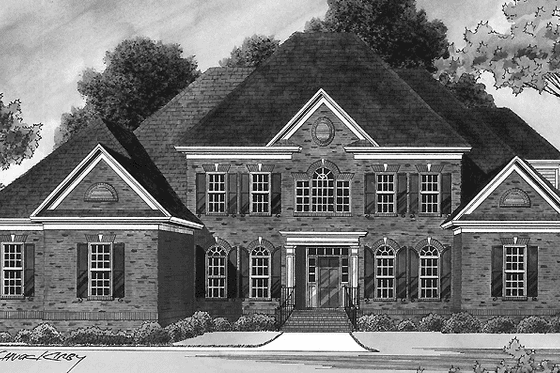 Exterior - Front Elevation 3 for Colonial House Plan #1054-18 - 5 bed, 3 bath