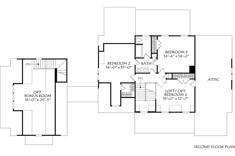 Dream House Plan - Floor Plan - Upper Floor for Farmhouse House Plan #927-1040 - 3 bed, 2.5 bath