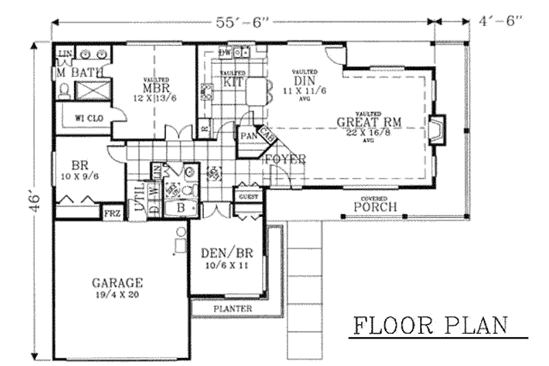 Dream House Plan - Floor Plan - Main Floor for Ranch House Plan #53-119 - 3 bed, 2 bath