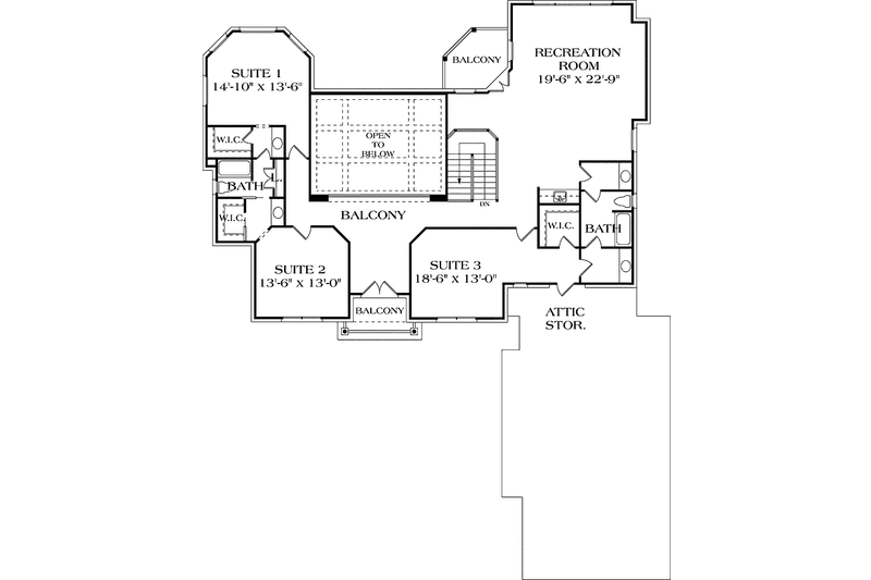 Dream House Plan - Floor Plan - Upper Floor for Country House Plan #453-377 - 5 bed, 4.5 bath
