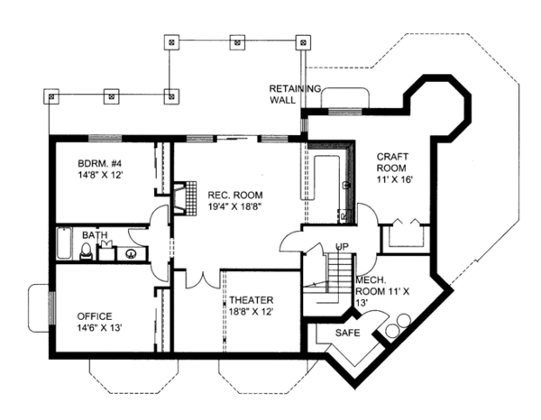 Architectural House Design - Contemporary Floor Plan - Lower Floor Plan #117-844
