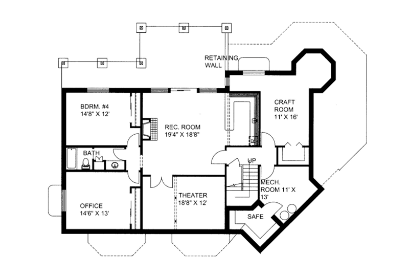 Architectural House Design - Floor Plan - Lower Floor for Contemporary House Plan #117-844 - 4 bed, 3.5 bath