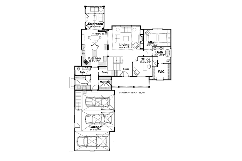 Home Plan - Floor Plan - Main Floor for Craftsman House Plan #928-225 - 2 bed, 2.5 bath