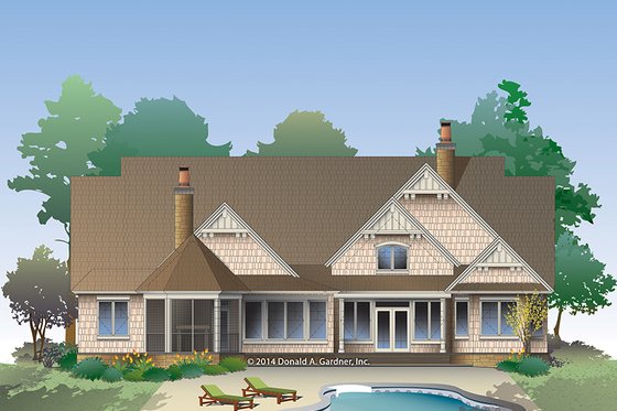 Exterior - Rear Elevation 1 for Craftsman House Plan #929-988 - 4 bed, 4 bath