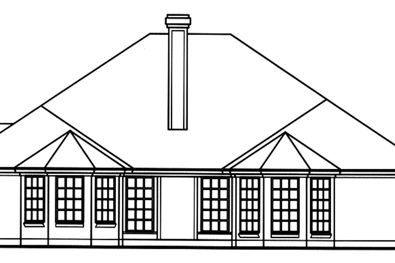 House Design - Exterior - Rear Elevation for Ranch House Plan #42-565 - 3 bed, 2 bath