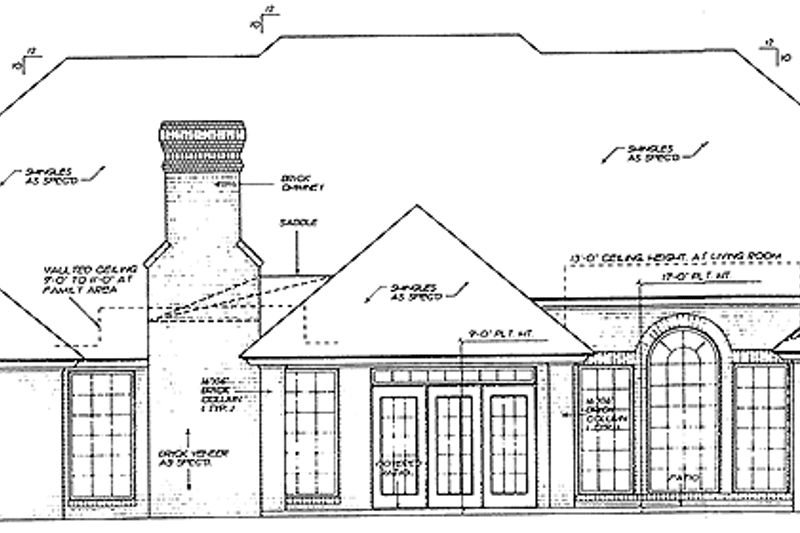House Plan Design - Exterior - Rear Elevation for Ranch House Plan #310-1103 - 4 bed, 3.5 bath