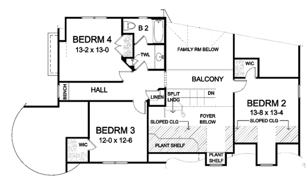 Dream House Plan - Craftsman Floor Plan - Upper Floor Plan #328-445