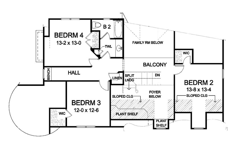 Home Plan - Floor Plan - Upper Floor for Craftsman House Plan #328-445 - 4 bed, 3 bath