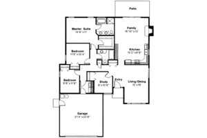 Floor Plan - Main Floor for Modern House Plan #124-301 - 4 bed, 2 bath