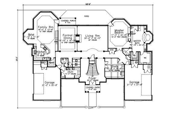 Floor Plan - Main Floor for European House Plan #52-218 - 4 bed, 4.5 bath