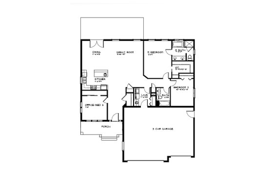 Floor Plan - Main Floor for Cottage House Plan #515-57 - 3 bed, 2 bath