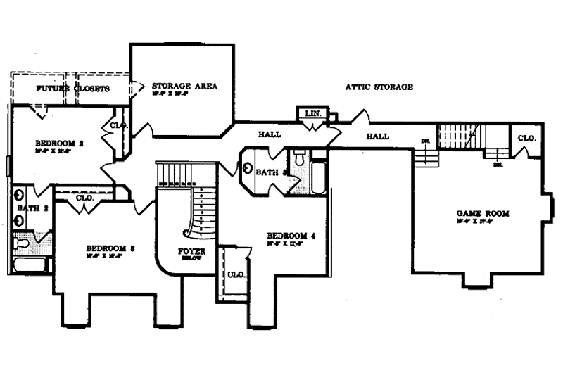 House Blueprint - Floor Plan - Upper Floor for Country House Plan #952-35 - 4 bed, 3.5 bath