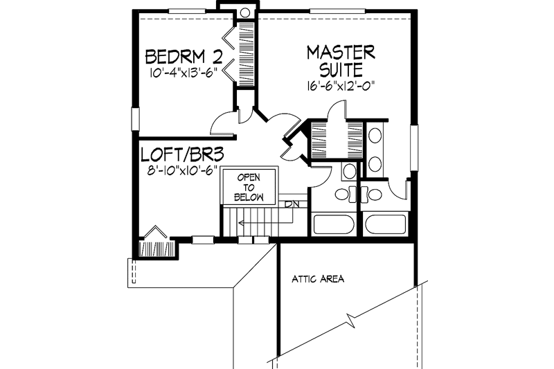Home Plan - Floor Plan - Upper Floor for Contemporary House Plan #320-860 - 2 bed, 2.5 bath