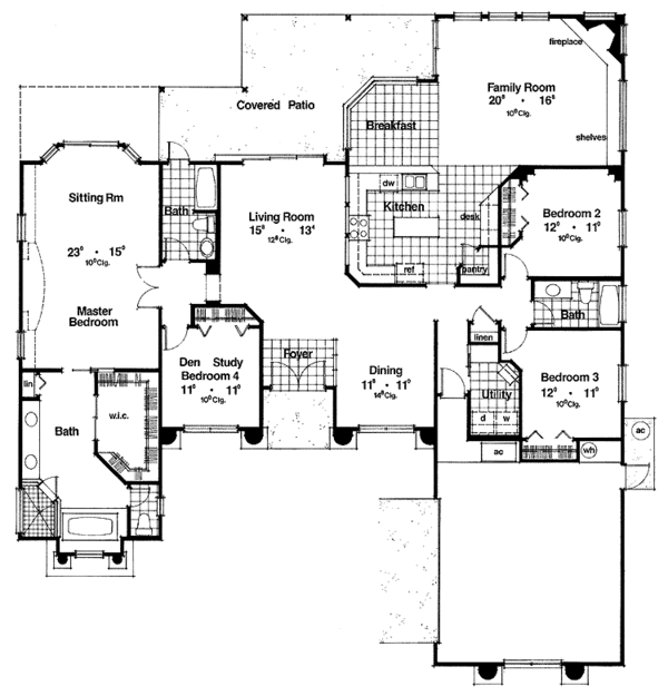 Architectural House Design - Mediterranean Floor Plan - Main Floor Plan #417-621
