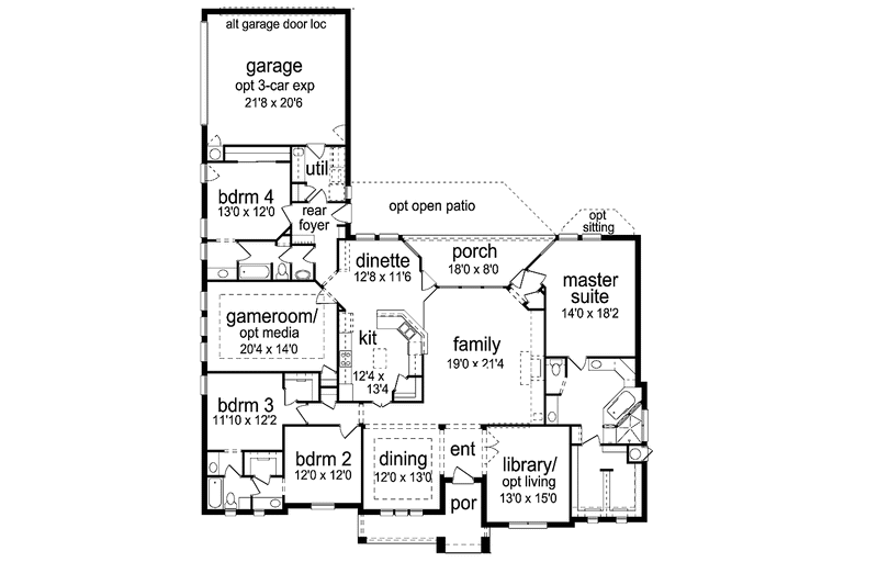 Home Plan - Floor Plan - Main Floor for European House Plan #84-776 - 4 bed, 3 bath