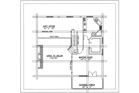 Floor Plan - Upper Floor for Log House Plan #117-111 - 2 bed, 3 bath