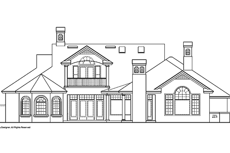 House Blueprint - Exterior - Rear Elevation for Mediterranean House Plan #1019-10 - 5 bed, 5.5 bath
