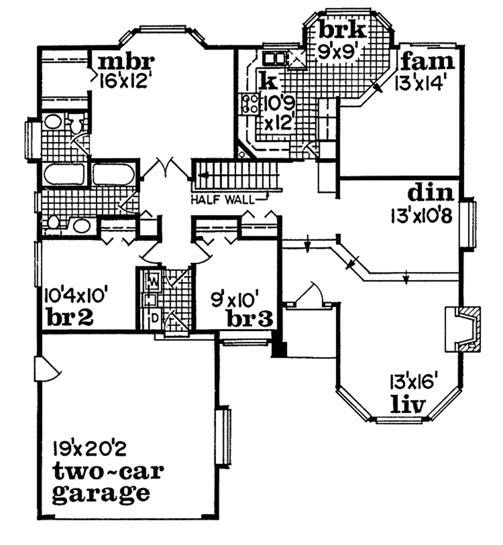 Ranch Style House Plan - 3 Beds 2 Baths 1662 Sq/Ft Plan #47-725 ...