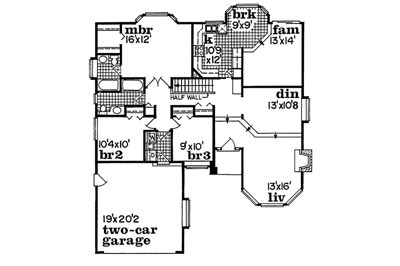 Dream House Plan - Floor Plan - Main Floor for Ranch House Plan #47-725 - 3 bed, 2 bath