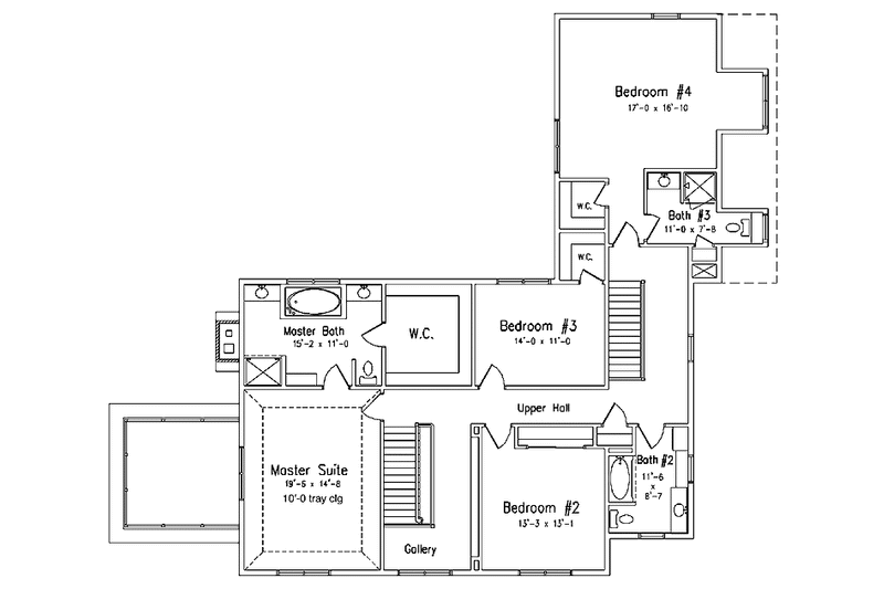 Dream House Plan - Floor Plan - Upper Floor for Colonial House Plan #994-18 - 4 bed, 3.5 bath