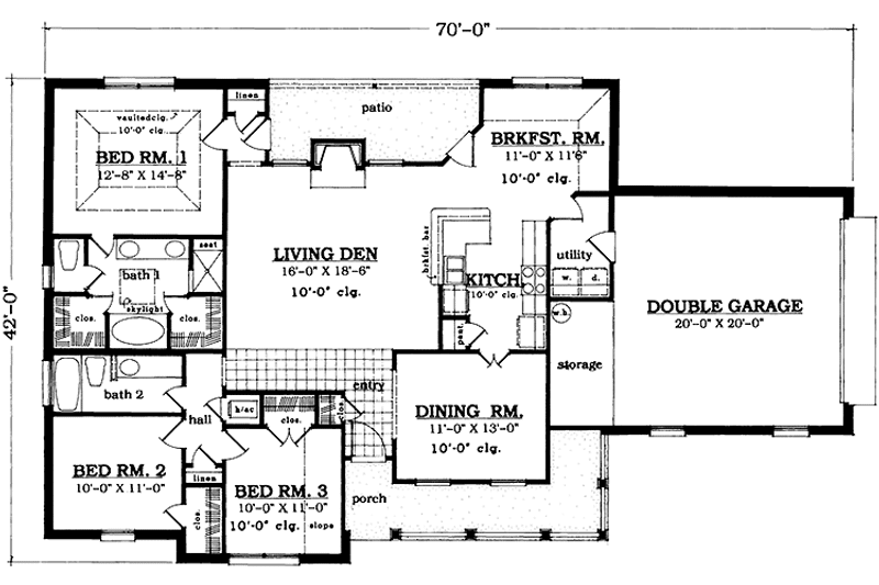 Home Plan - Floor Plan - Main Floor for Country House Plan #42-658 - 3 bed, 2 bath