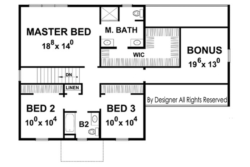 Home Plan - Floor Plan - Upper Floor for Colonial House Plan #20-2249 - 3 bed, 2.5 bath