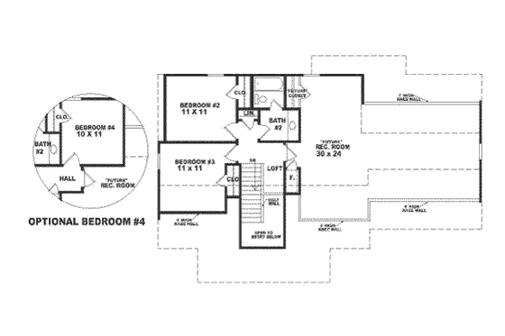 Floor Plan - Upper Floor for Southern House Plan #81-143 - 3 bed, 2 bath