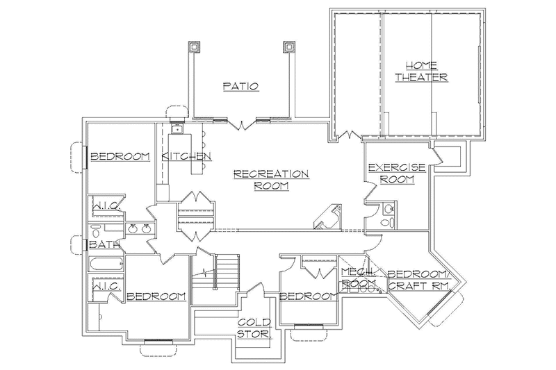 Home Plan - Floor Plan - Lower Floor for Traditional House Plan #945-110 - 2 bed, 2 bath