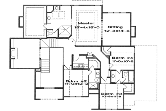 Floor Plan - Upper Floor for Traditional House Plan #6-150 - 4 bed, 3.5 bath