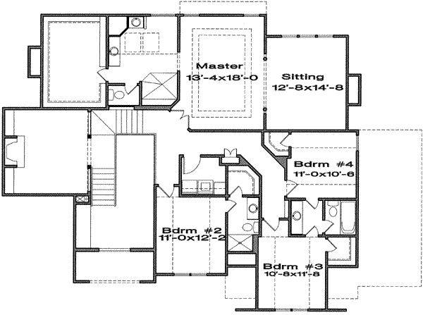 Traditional Floor Plan - Upper Floor Plan #6-150