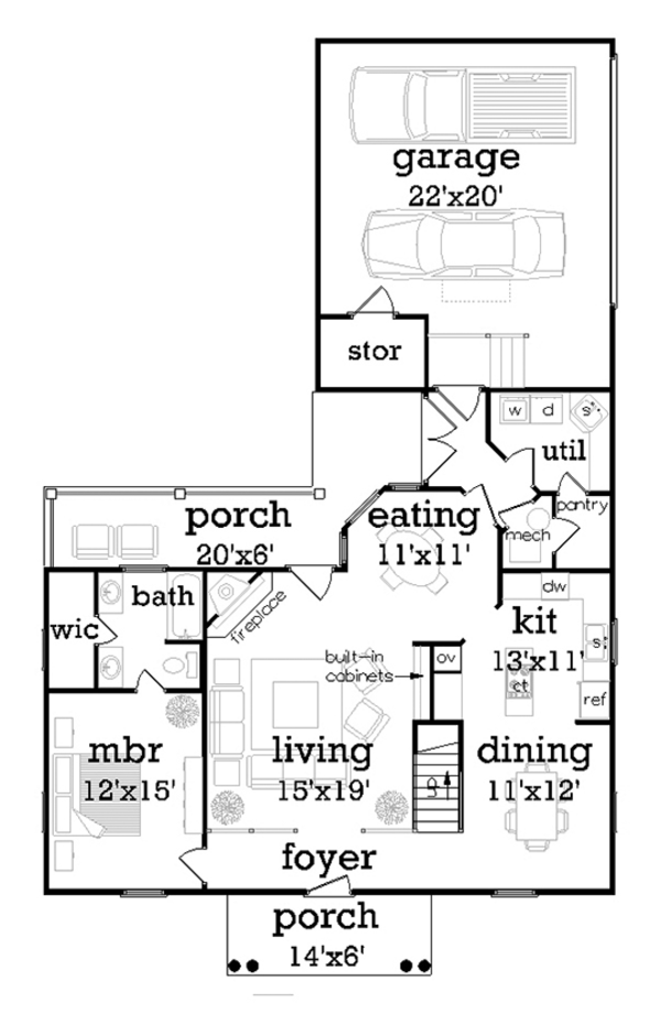 Home Plan - Traditional Floor Plan - Main Floor Plan #45-490