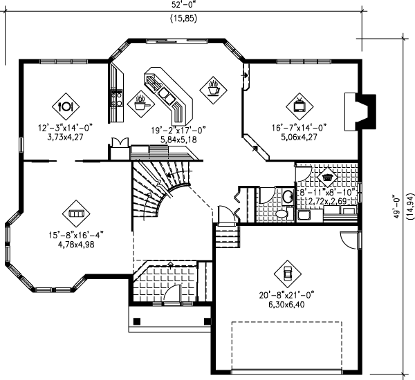 Dream House Plan - Traditional Floor Plan - Main Floor Plan #25-2046