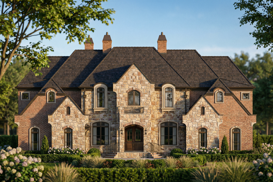 Exterior - Front Elevation 4 for European House Plan #119-423 - 6 bed, 6.5 bath